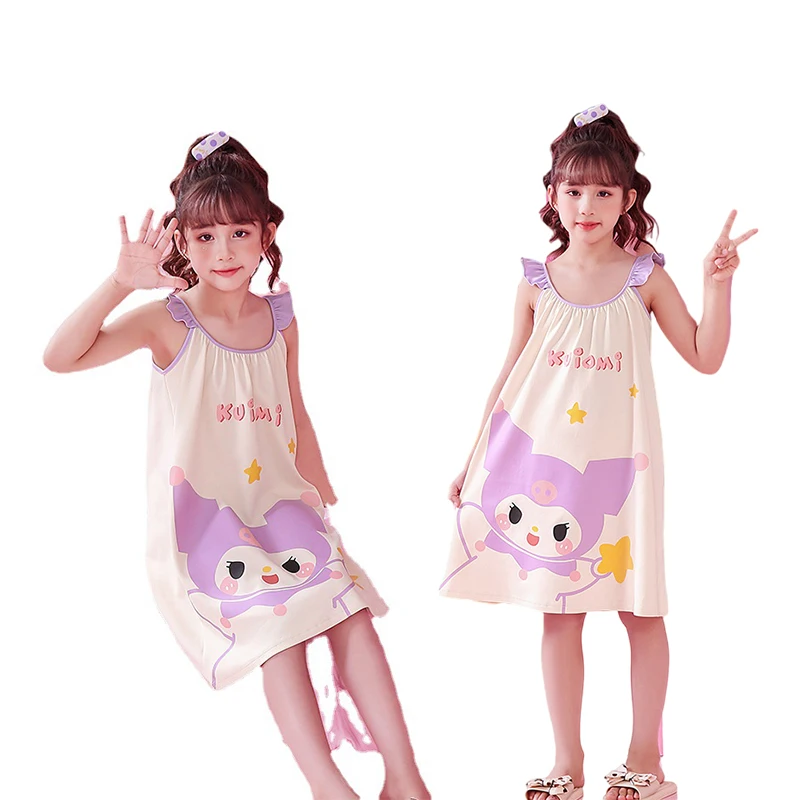 Kawaii Sanrio Summer Children's Pajamas Cute Kuromi New Style Girl Cartoon Pure Cotton Loose Sling Nightdress Gift for Daughter
Kawaii Sanrio Summer Children's Pajamas Cute Kuromi New Style Girl Cartoon Pure Cotton Loose Sling Nightdress Gift for Daughter
