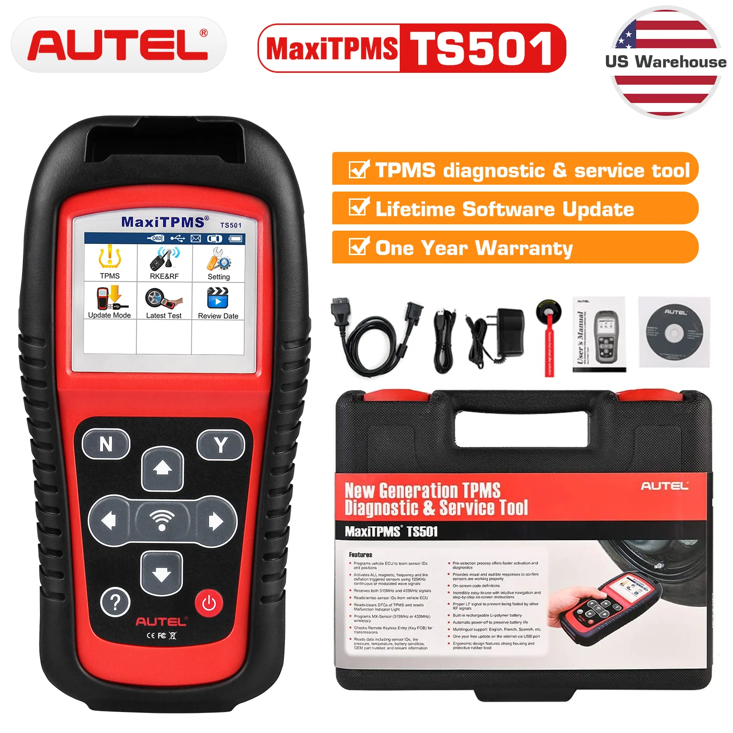 Autel MaxiTPMS TS501 Professional TPMS Tool, Free Update Multi Languages Car Sensor Program Service OBD2 Scanner Diagnostic Tool
Autel MaxiTPMS TS501 Professional TPMS Tool, Free Update Multi Languages Car Sensor Program Service OBD2 Scanner Diagnostic Tool