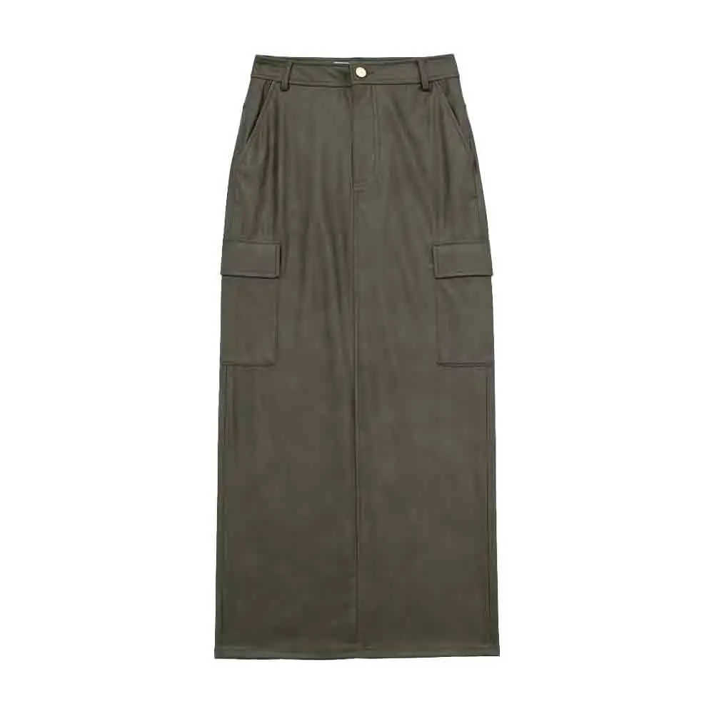 TRAF Autumn Skirt Women's New Pocket Decoration Office Slit Design Female Imitation Leather Workwear Style Midi Skirt 2949/232
TRAF Autumn Skirt Women's New Pocket Decoration Office Slit Design Female Imitation Leather Workwear Style Midi Skirt 2949/232