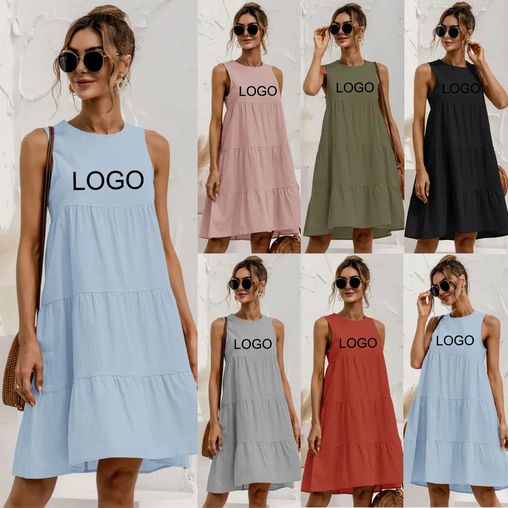 DIY Your like Photo or Logo Summer Women Vest Dress O-Neck Sleeveless Dress Stitching Large Swing Casual Loose Sundress Vestidos 
DIY Your like Photo or Logo Summer Women Vest Dress O-Neck Sleeveless Dress Stitching Large Swing Casual Loose Sundress Vestidos