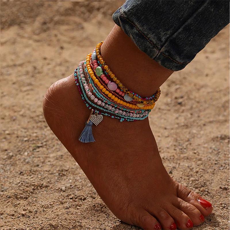 2023 Summer Beach Ladies Foot Jewelry Colorful Multilayer Beaded Heart Tassel On Leg Ankle Anklets For Women Bohemia Anklets
2023 Summer Beach Ladies Foot Jewelry Colorful Multilayer Beaded Heart Tassel On Leg Ankle Anklets For Women Bohemia Anklets