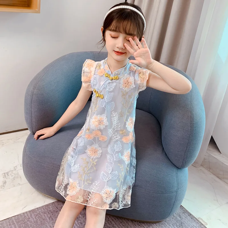Летние платья для девочек новая детская эксклюзивная одежда в китайском стиле