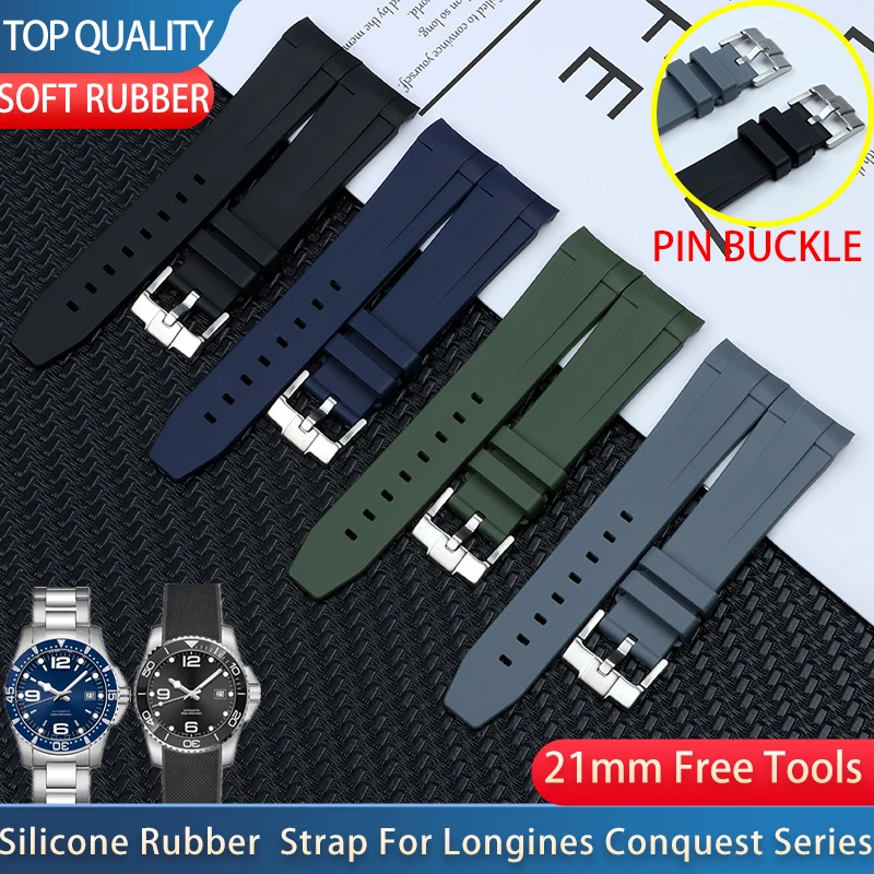 New Style 21mm Soft Rubber Silicone Watch Band Black Blue Gray Green Pin Buckle Watchband For Longines Strap Conquest Series
New Style 21mm Soft Rubber Silicone Watch Band Black Blue Gray Green Pin Buckle Watchband For Longines Strap Conquest Series