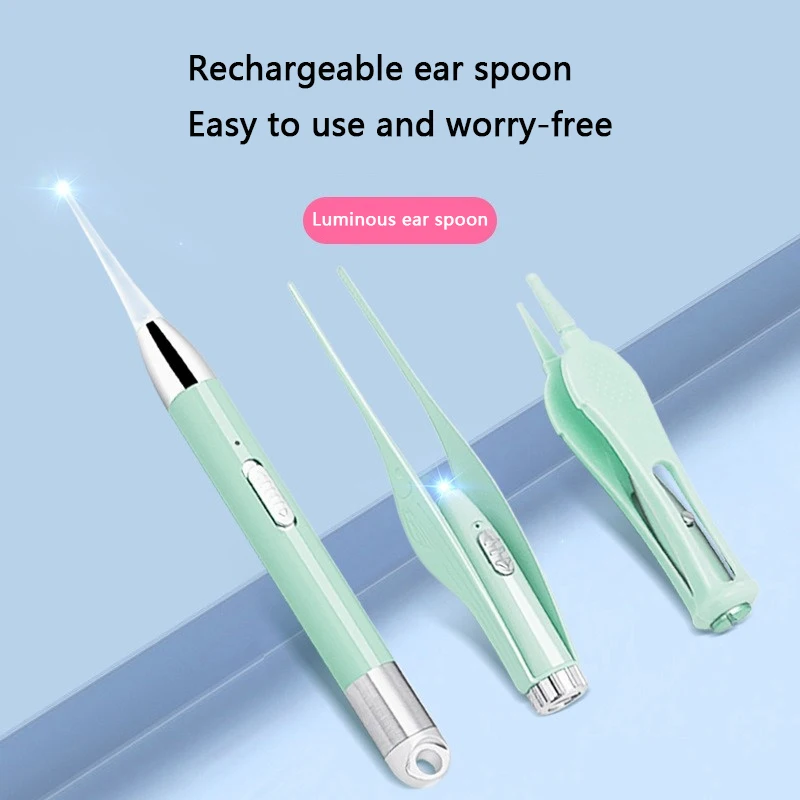 

Ear Spoon Portable Illuminated Safe Effective Convenient Includes Rechargeable Battery Precise Yet Gentle Cleaning Actual Gentle