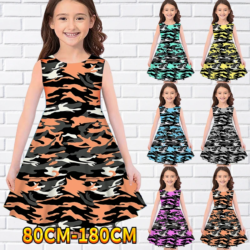 Kids Little Girls Sleeveless Dress Girls Dress 3D Camouflage Print Daily Casual Cute Sweet Over Knee Sleeveless Dress 80-180CM 
Kids Little Girls Sleeveless Dress Girls Dress 3D Camouflage Print Daily Casual Cute Sweet Over Knee Sleeveless Dress 80-180CM