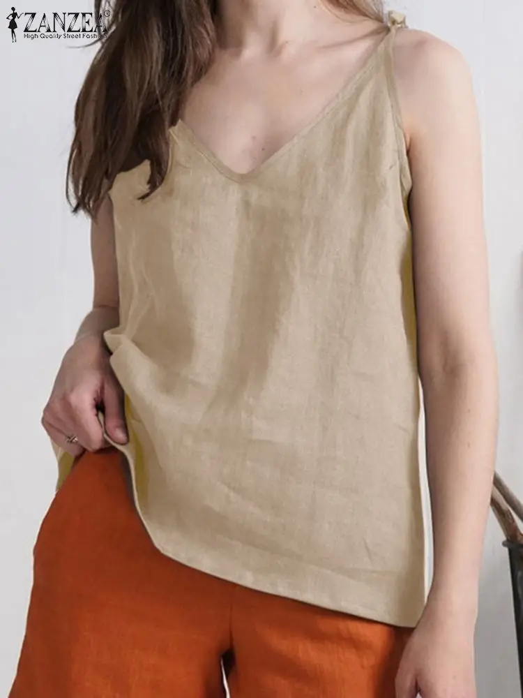 Женская блузка с V-образным вырезом, на тонких бретельках 
Женская блузка с V-образным вырезом, на тонких бретельках