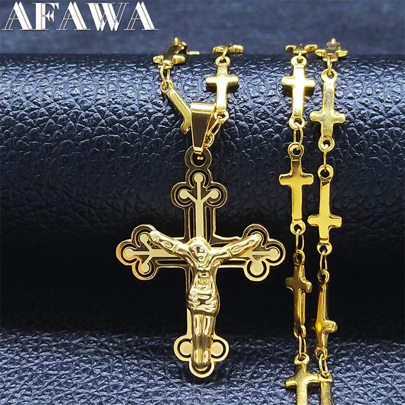 Jesus Cross Stainless Steel Necklace Women/Men Gold Color Religion Christian Necklaces Jewelry gargantillas cortas N8068S02
Jesus Cross Stainless Steel Necklace Women/Men Gold Color Religion Christian Necklaces Jewelry gargantillas cortas N8068S02