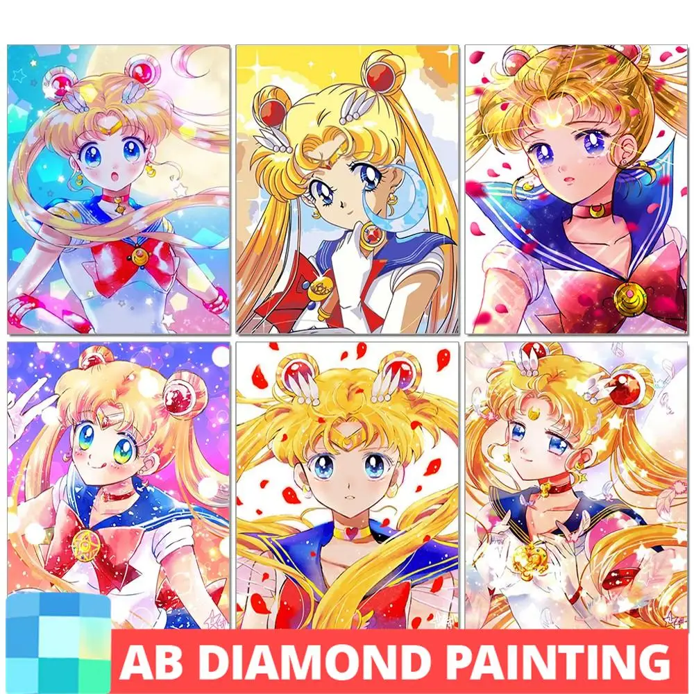 

5D DIY AB Drill Diamond Painting Cartoon Girl Full Round/Square Diamond Embroidery Mosaic Home Decor Mural Cross Stitch Gift