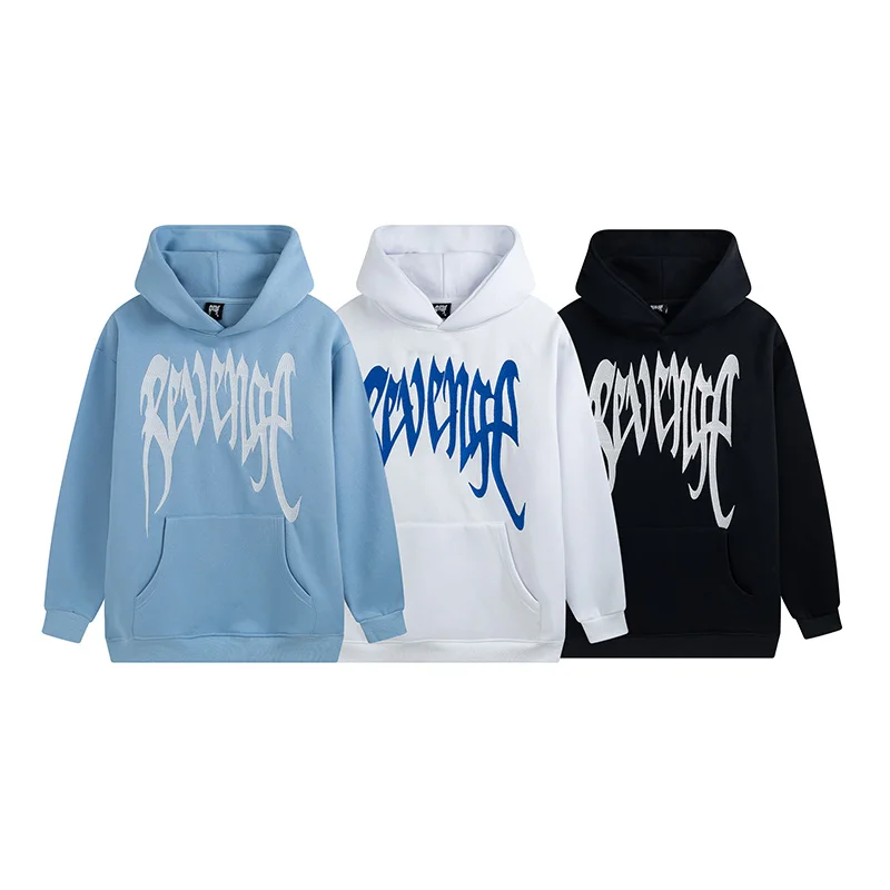 

Revenge Hoodie Men's and Women's Ten Thousand Needle Embroidery Letter Printing Casual Fashion Trend Street HIP-HOP Suede Sweate