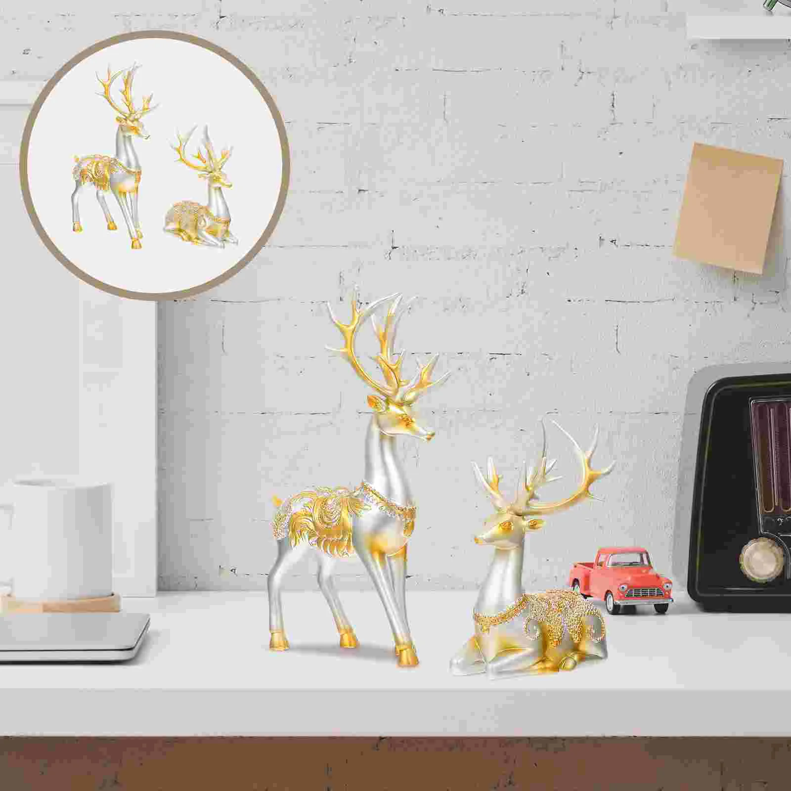 2 Pcs Lucky Deer Ornament Living Room Adornment Practical Figurine Accessories Resin Statue 
2 Pcs Lucky Deer Ornament Living Room Adornment Practical Figurine Accessories Resin Statue