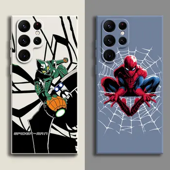 Green Goblin Spider Man Case For Funda Samsung Galaxy S23 S22 S21 S20 FE 5G S10E S9 S8 Note 10 Plus 20 Ultra Square Liquid Cover