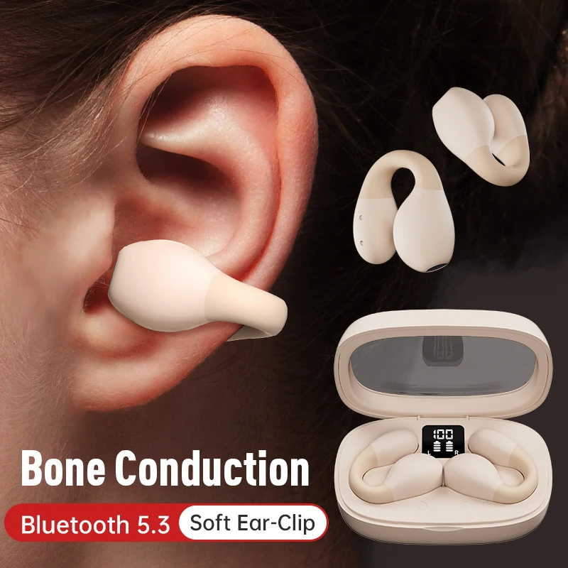 

Беспроводные наушники Bluetooth 5,3 с зажимом для ушей, спортивные наушники Tws, гарнитура с сенсорной идентификацией, наушники-вкладыши с микрофоном, наушники с костной проводимостью