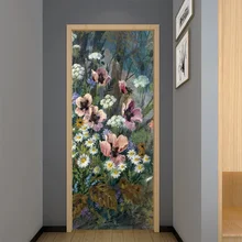 Van Gogh Starry Night Door Sticker Vintage Oil Painting Self-Adhesive Wallpaper Porch Living Room Art Mural Interior Doors Cover