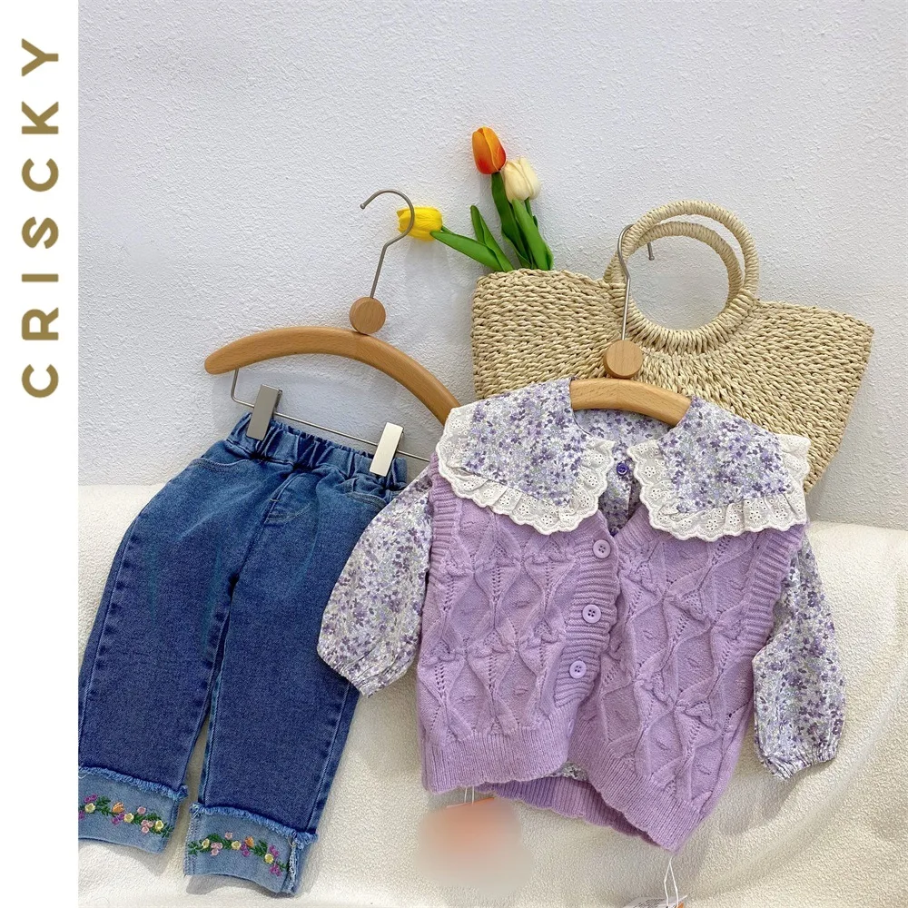 Autumn Kids Suits 2023 New Children Clothing Set for Girls Sweet Clothes Set Knitted Vest Denim Flare Pants Girls Set
Autumn Kids Suits 2023 New Children Clothing Set for Girls Sweet Clothes Set Knitted Vest Denim Flare Pants Girls Set