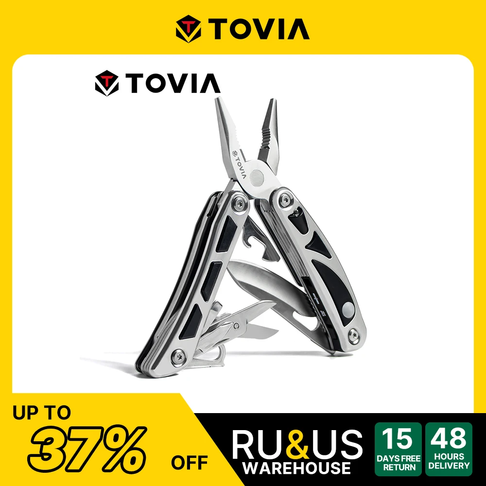 TOVIA 12 in 1 Multitool Pliers 5CR15Mov Folding Knife Multi Cable Wire Cutter Stripper Camping Hunting Multitool with Carabiner
TOVIA 12 in 1 Multitool Pliers 5CR15Mov Folding Knife Multi Cable Wire Cutter Stripper Camping Hunting Multitool with Carabiner