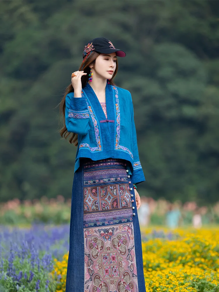

2023 chinese vintage graceful women national tops ethnic style summer autumn traditional tops cotton and linen travel cardigan