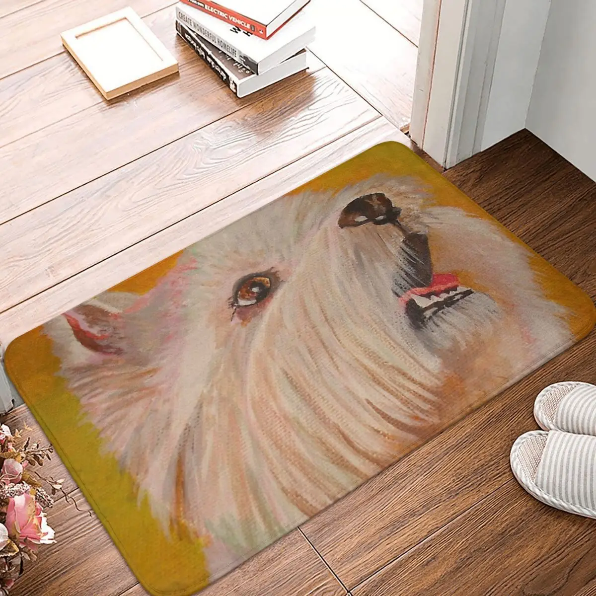 

Westie West Highland Terrier Dog Cute Bedroom Mat West Highland White Terrier Art Portrait Doormat Kitchen Carpet Balcony Rug