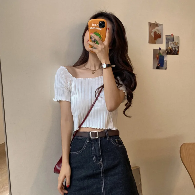 Short White Top 2023 Summer Korean Version Of The New One-shoulder Short-sleeved T-shirt Bottoming Knitwear
Short White Top 2023 Summer Korean Version Of The New One-shoulder Short-sleeved T-shirt Bottoming Knitwear