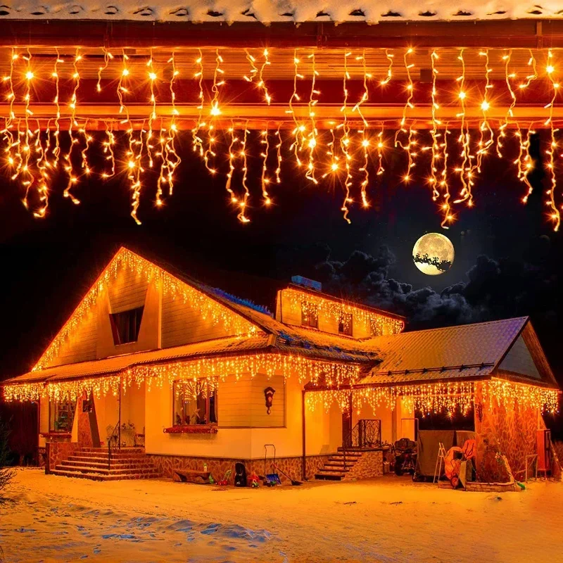 EU/US Fairy Christmas Lights Even Height Curtain Icicle LED String Lights Mall Eaves Street Decorative Garden Garland Outdoor
EU/US Fairy Christmas Lights Even Height Curtain Icicle LED String Lights Mall Eaves Street Decorative Garden Garland Outdoor