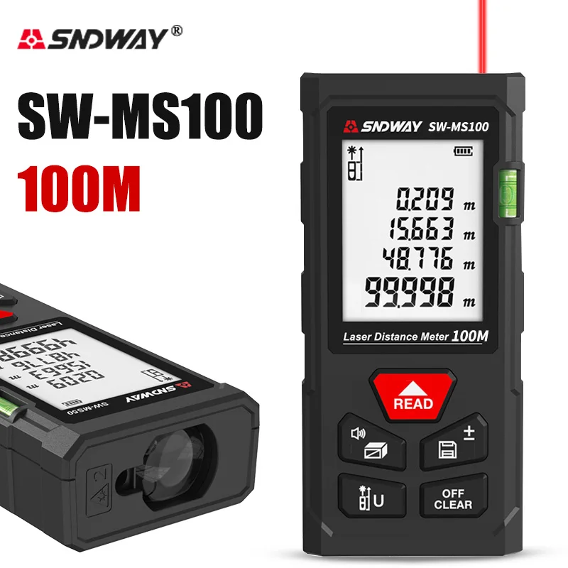 

SNDWAY laser distance meter 40M 60M 80M 100M rangefinder trena laser tape range finder build measure device ruler test tool