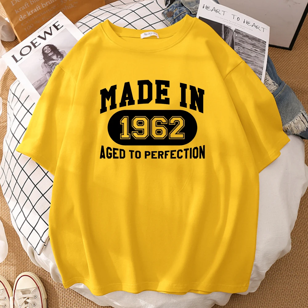 

Мужские футболки с принтом «Сделано в 1962 году до совершенства», Повседневная футболка, одежда, топы с круглым вырезом, удобная летняя одежда...
