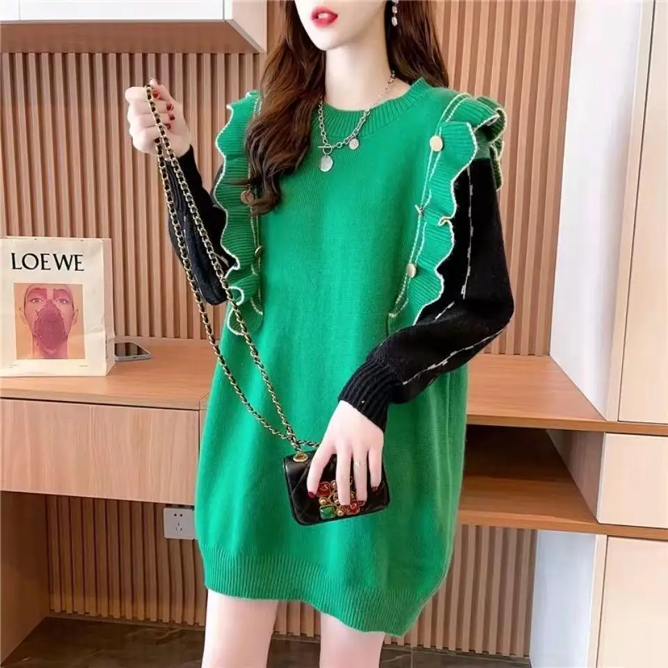 Women 2022 Autumn Winter Fashion Long Loose Sweater Tops Female O-neck Patchwork Jumpers Ladies Long Sleeve Knitted Tops O308
Women 2022 Autumn Winter Fashion Long Loose Sweater Tops Female O-neck Patchwork Jumpers Ladies Long Sleeve Knitted Tops O308