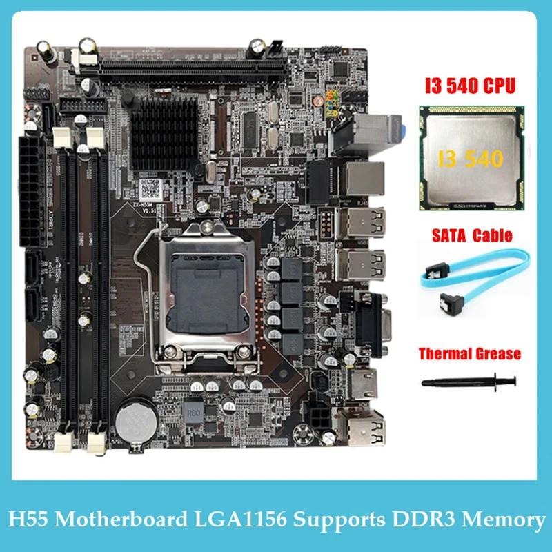 Материнская плата H55 LGA1156 с поддержкой I3 530, I5 760, процессор DDR3 + процессор I3 540 + кабель SATA + термопаста
Материнская плата H55 LGA1156 с поддержкой I3 530, I5 760, процессор DDR3 + процессор I3 540 + кабель SATA + термопаста