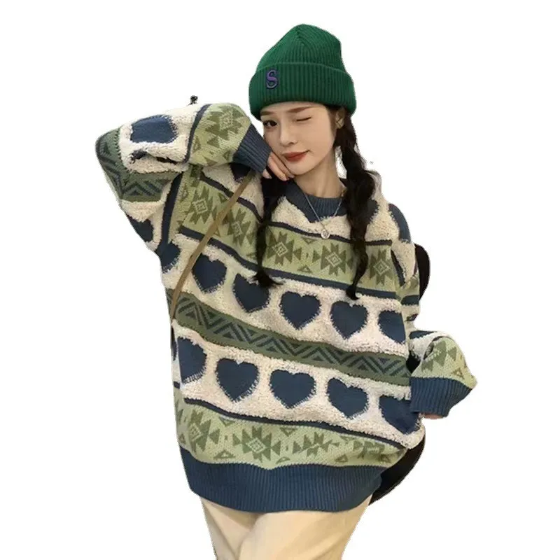 2022 New Women's Kawaii Ulzzang Vintage College Love Heart Embroidery Sweater Female Korean Thick Cute Loose Harajuku Clothing
2022 New Women's Kawaii Ulzzang Vintage College Love Heart Embroidery Sweater Female Korean Thick Cute Loose Harajuku Clothing
