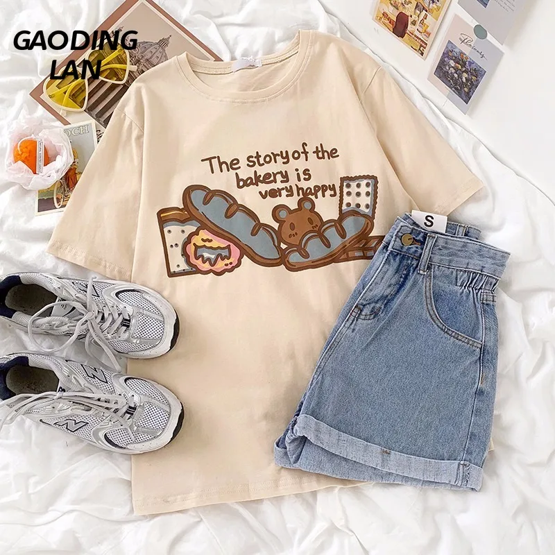 GAODINGLAN Summer Large Size Short Sleeve Women T-shirts Round Neck Cartoon Bear Print Cotton Tops Streetwear Oversize Tees 
GAODINGLAN Summer Large Size Short Sleeve Women T-shirts Round Neck Cartoon Bear Print Cotton Tops Streetwear Oversize Tees