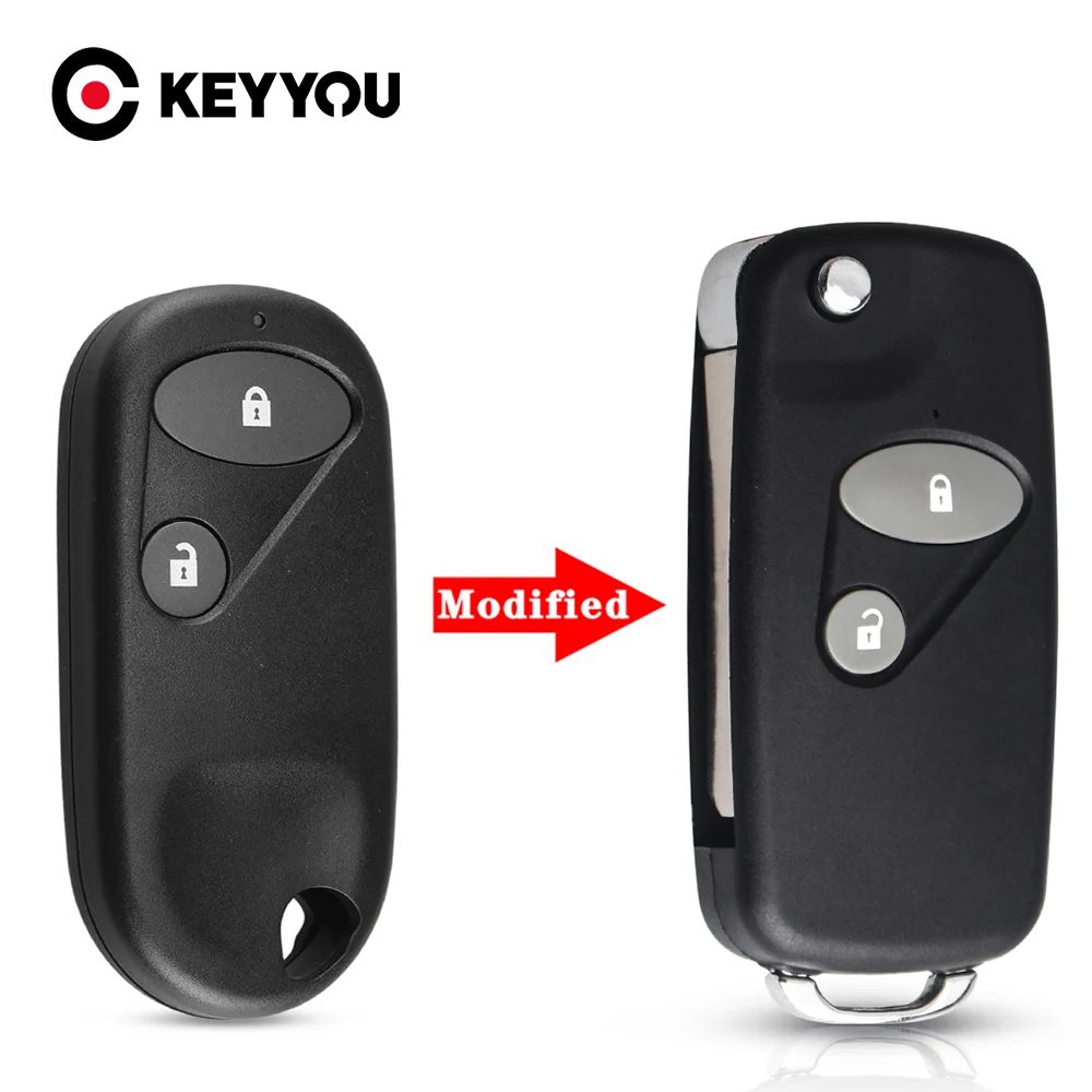 

KEYYOU 20X 2 Button Folding Flip Remote Car Key Fob Case Shell For Honda ACCORD CIVIC HRV CRV S2000