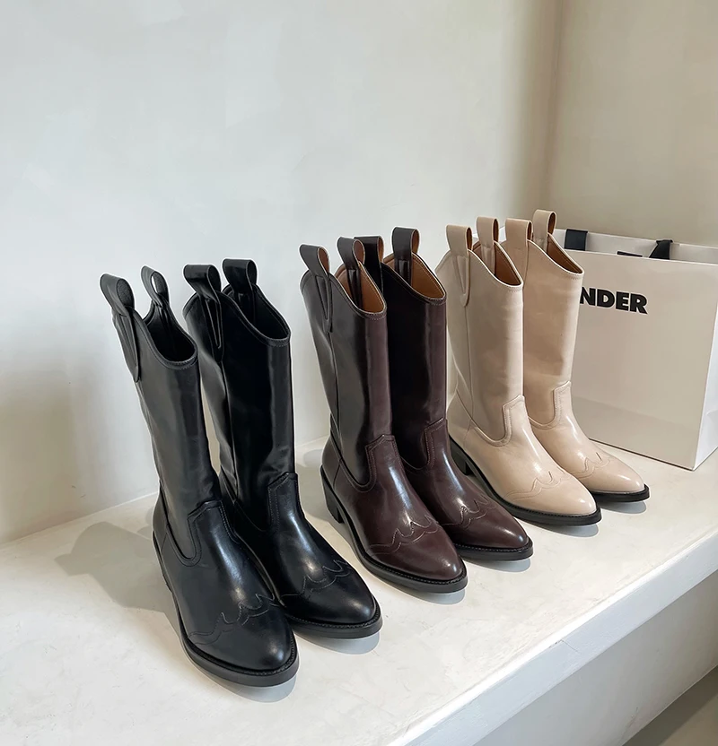 Western Boots Women Winter Boots Solid Color Pointed Toe Mid Calf Flat Mid Heels Botas 2022 News Black Brown Beige Slip On
Western Boots Women Winter Boots Solid Color Pointed Toe Mid Calf Flat Mid Heels Botas 2022 News Black Brown Beige Slip On