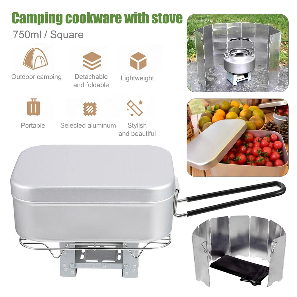 Outdoor Camping Cookware Aluminum Alloy Lunch Box Picnic Bento Box Foldable Handle with Stove Tableware Dinnerware for Hiking
Outdoor Camping Cookware Aluminum Alloy Lunch Box Picnic Bento Box Foldable Handle with Stove Tableware Dinnerware for Hiking