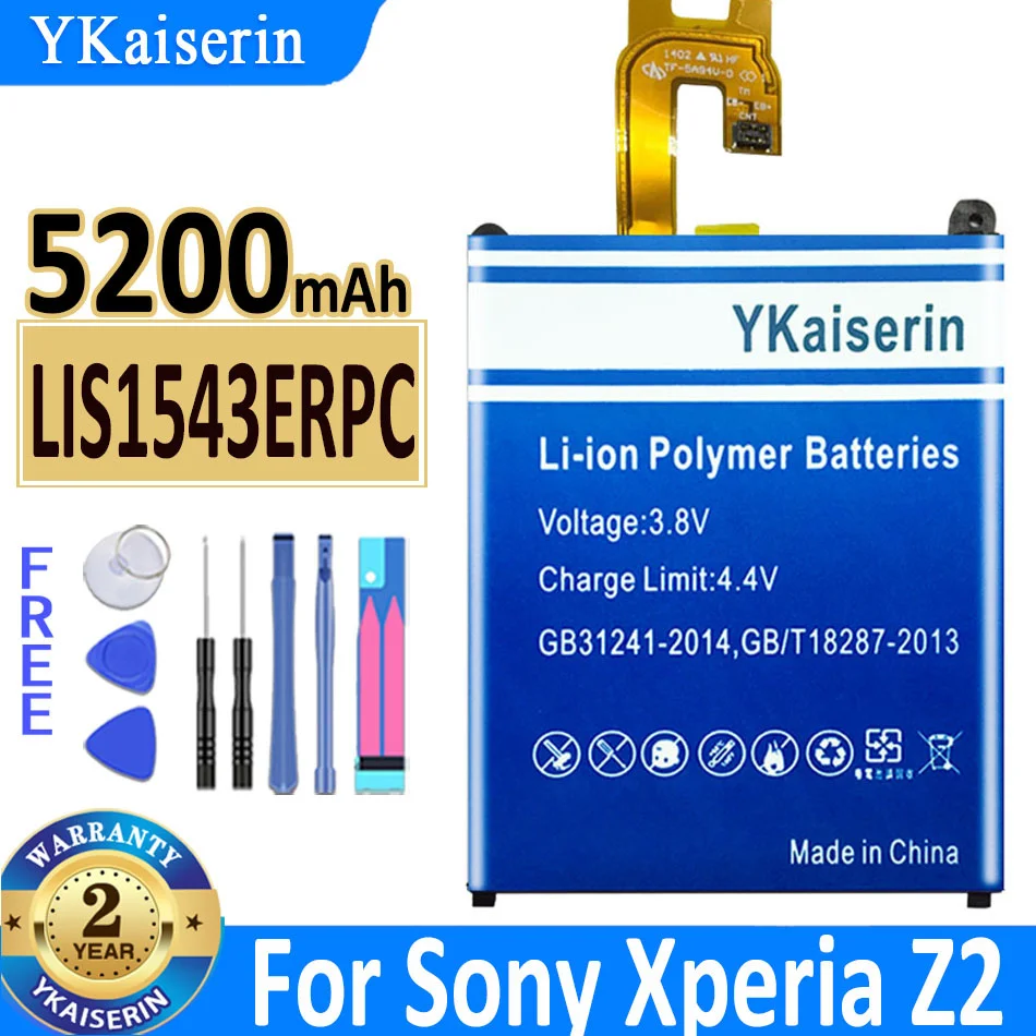 

5200mAh Ykaiserin Battery 100% New LIS1543ERPC For SONY Xperia Z2 L50w Sirius SO-03 D6503 D6502 Phone High Quality Bateria