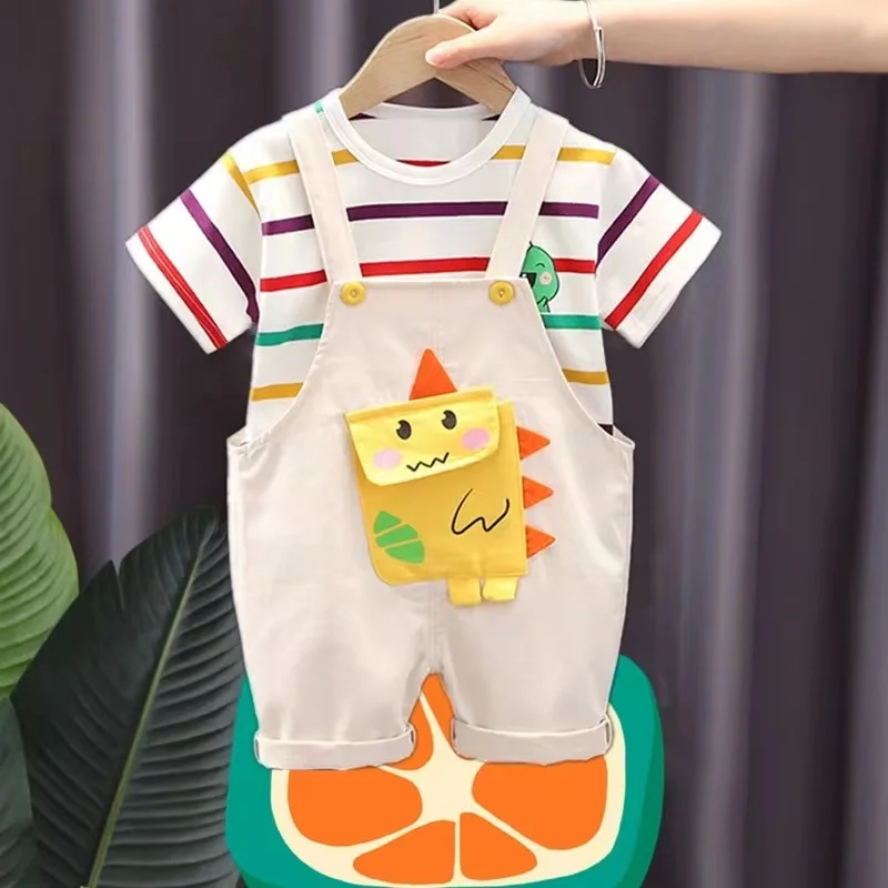 Children'S Two-Piece Suit Boys' And Girls' Striped Short-Sleeved T-Shirt And Pocket Backpacks Breathable Suit For Toddlers
Children'S Two-Piece Suit Boys' And Girls' Striped Short-Sleeved T-Shirt And Pocket Backpacks Breathable Suit For Toddlers