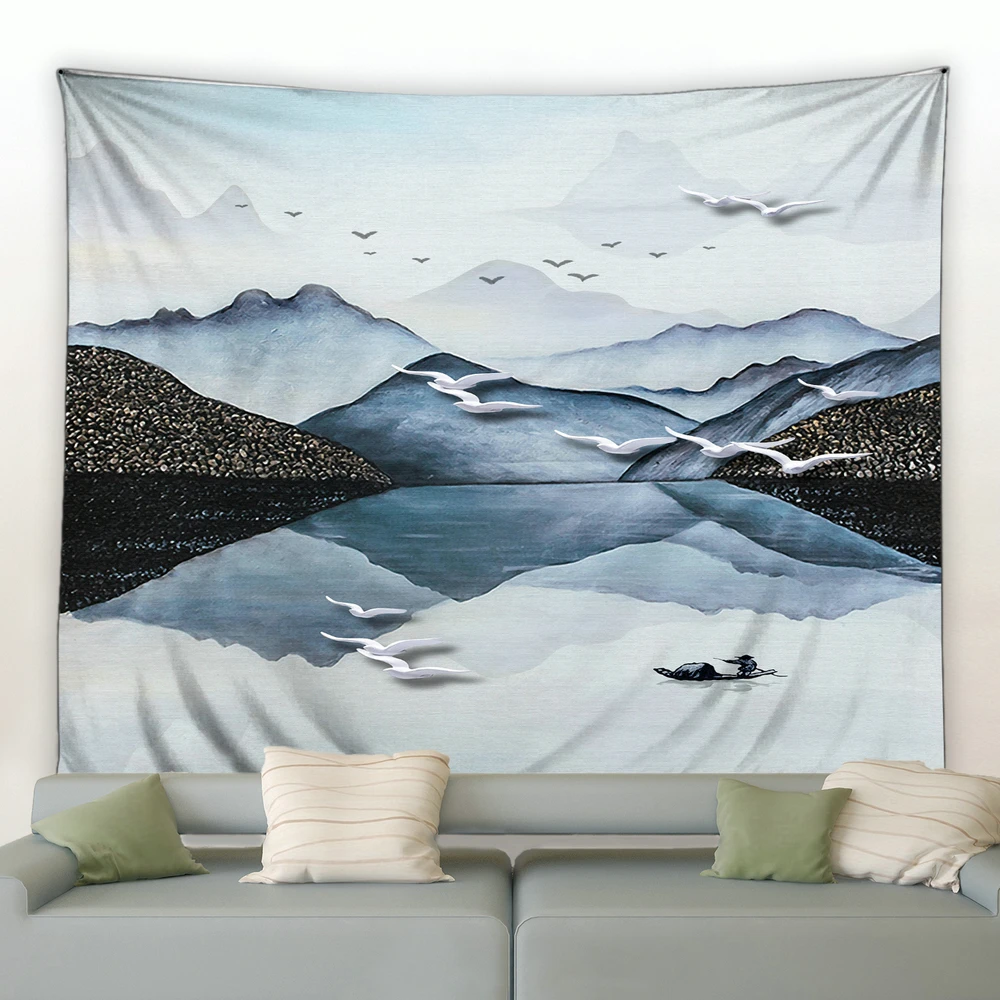 

Japanese Tapestry Mountain Wall Hanging Interior Decoration Chinese Landscape Bedroom Living Room Tablecloth Dormitory Blanket