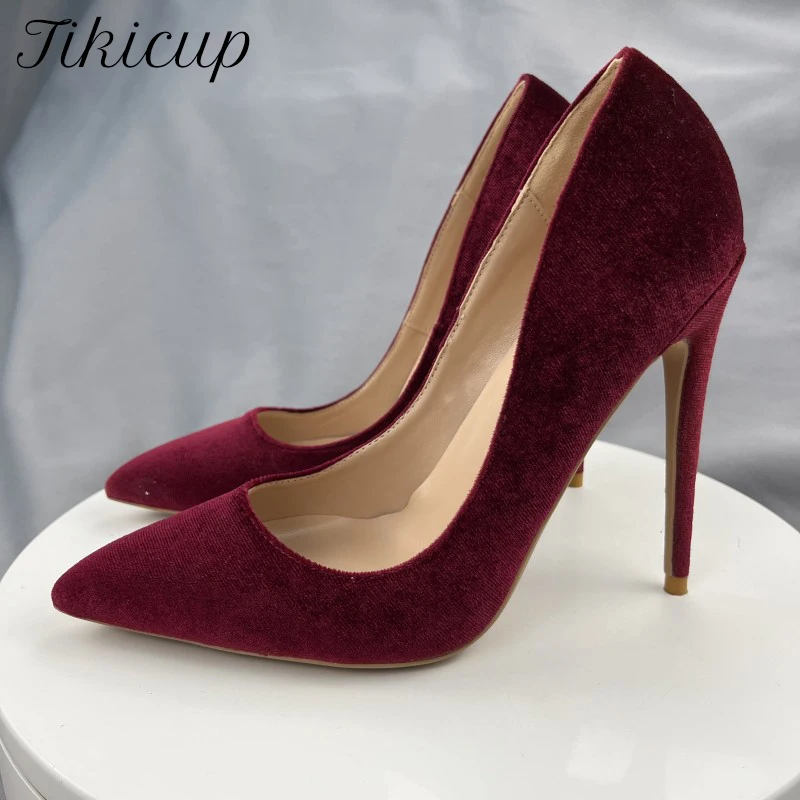 Tikicup Wine Red Flock Women Pointy Toe High Heel Shoes Colors Customize Ladies Elegant Slip On Stiletto Pumps 33-46 12/10/8cm
Tikicup Wine Red Flock Women Pointy Toe High Heel Shoes Colors Customize Ladies Elegant Slip On Stiletto Pumps 33-46 12/10/8cm