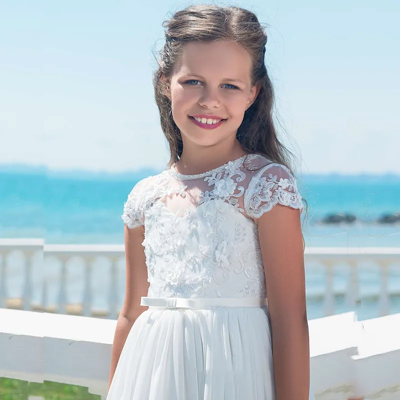 Flower Girl Dresses With Bow Beaded Crystal Lace Up Applique Ball Gown First Communion Dress for Girls Customized Vestidos Longo
Flower Girl Dresses With Bow Beaded Crystal Lace Up Applique Ball Gown First Communion Dress for Girls Customized Vestidos Longo
