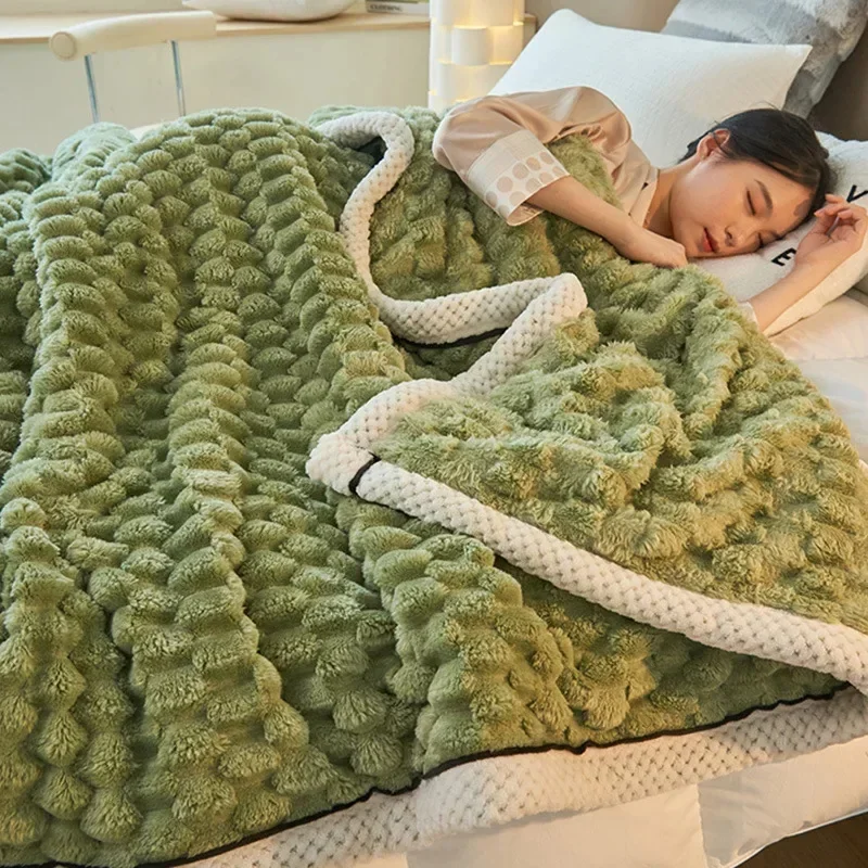 

Шерстяное Толстое Зимнее Одеяло, двухстороннее Фланелевое покрывало из микрофибры для кровати, удобное супермягкое теплое двухместное одеяло