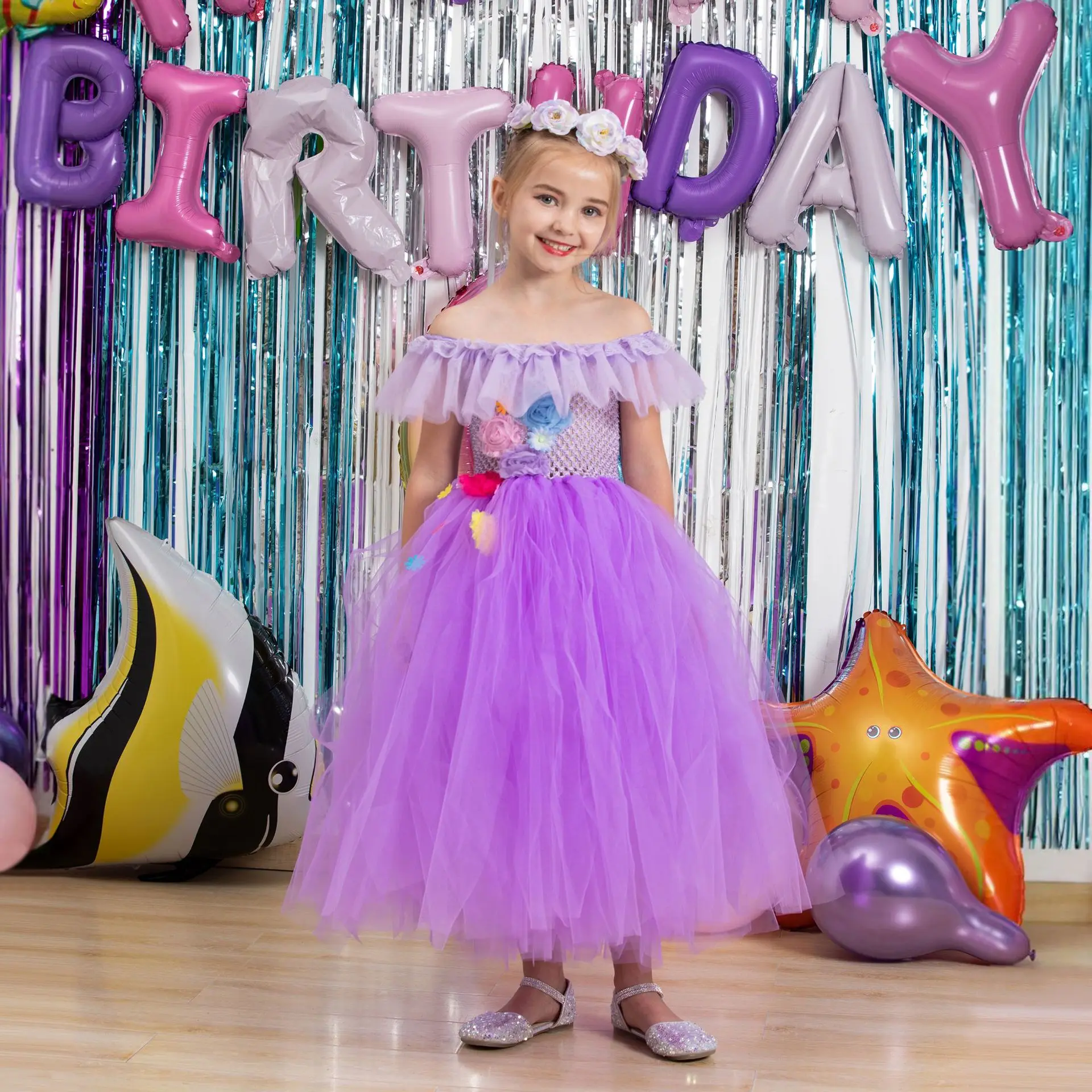 Girls Party Dress Flower Mermaid Style Tutu Dress Headband Halloween Costume Kids Princess Robe Birthday Party Tulle Clothes
Girls Party Dress Flower Mermaid Style Tutu Dress Headband Halloween Costume Kids Princess Robe Birthday Party Tulle Clothes