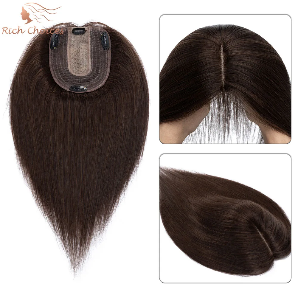

Богатый выбор, накладные волосы для женщин, настоящие человеческие волосы, без челки, плотность 130%, 10x12 см, шелковая основа с зажимом, верхние части волос