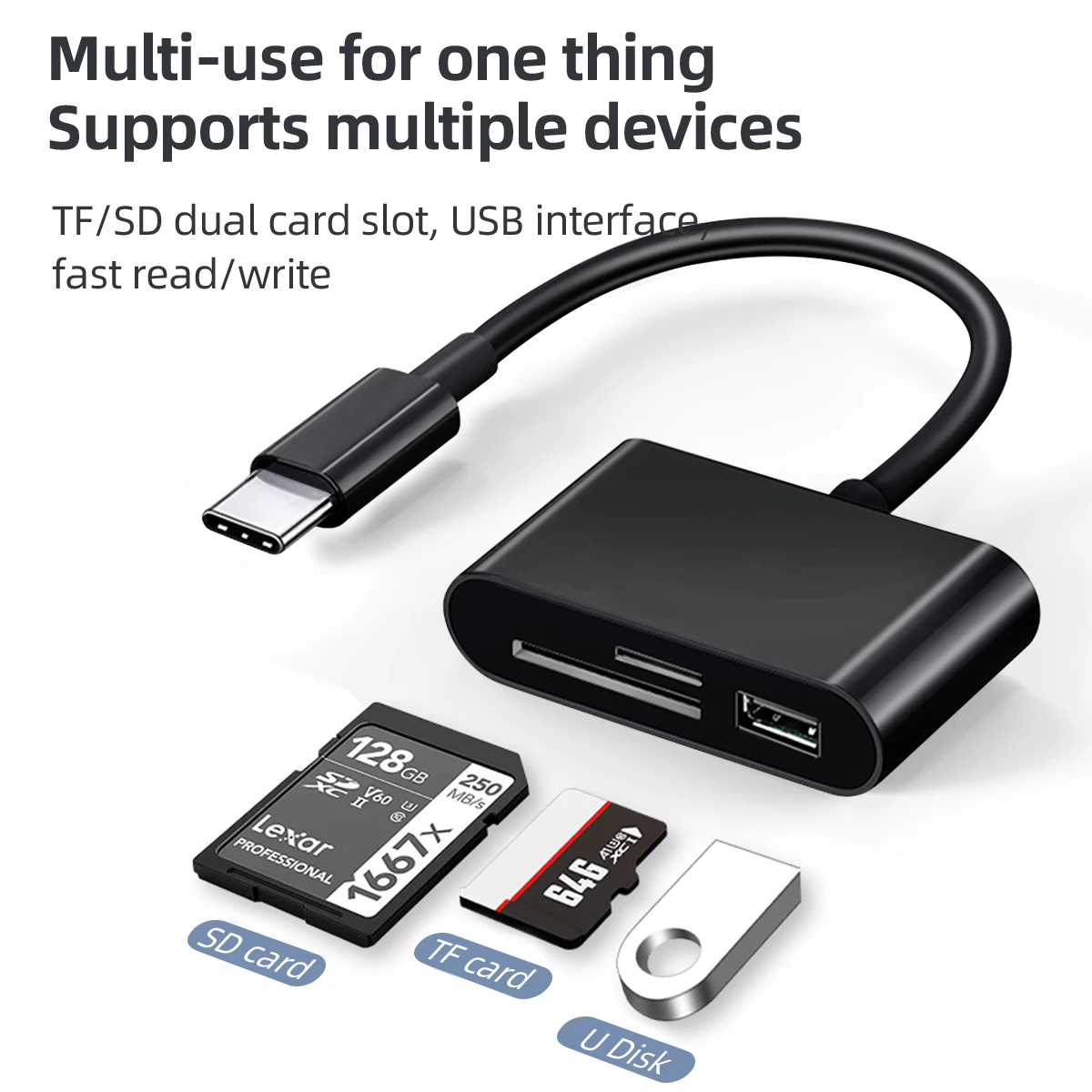 Hot Sales for Macbook Smartphone Data Transfer Cable U Disk Reader USB Type C Card Reader OTG Adapter Micro USB SD/TF Card Read
Hot Sales for Macbook Smartphone Data Transfer Cable U Disk Reader USB Type C Card Reader OTG Adapter Micro USB SD/TF Card Read