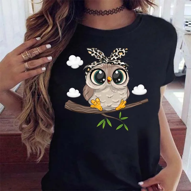 Cartoon Owl Print T Shirt Women Kawaii Graphic Shirts Casual Short Sleeved Black Female Tee O-neck Harajuku T-shirts
Cartoon Owl Print T Shirt Women Kawaii Graphic Shirts Casual Short Sleeved Black Female Tee O-neck Harajuku T-shirts