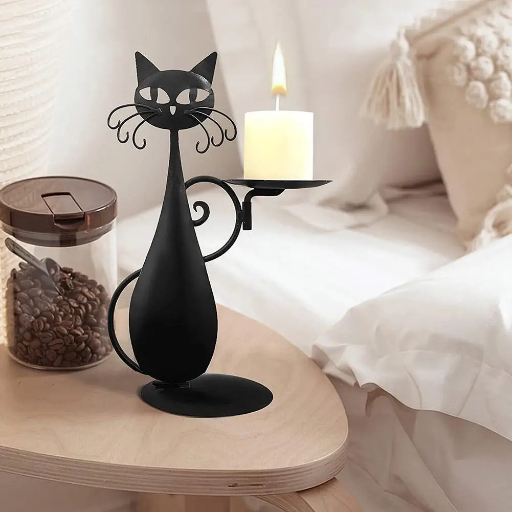 

Black Cat Candle Holder Animal Vintage Pillar Candles Stand Creative Decorative Candlestick Holder For Home Decor Birthdays