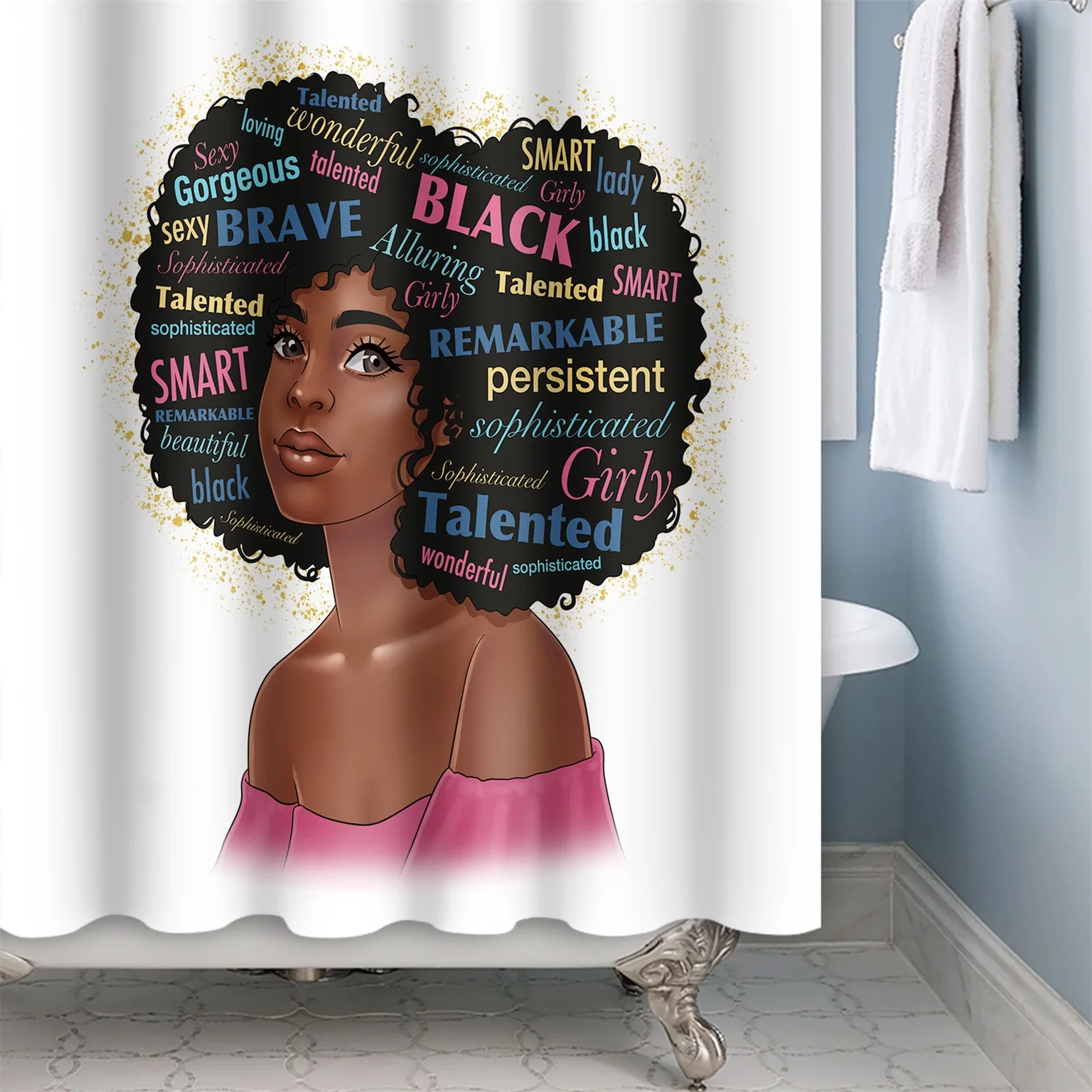 Black Girl Bathroom Shower Curtain, Black African Girl Bathroom, Waterproof Fabric Bathroom Shower Curtains 71x71 Inch
Black Girl Bathroom Shower Curtain, Black African Girl Bathroom, Waterproof Fabric Bathroom Shower Curtains 71x71 Inch