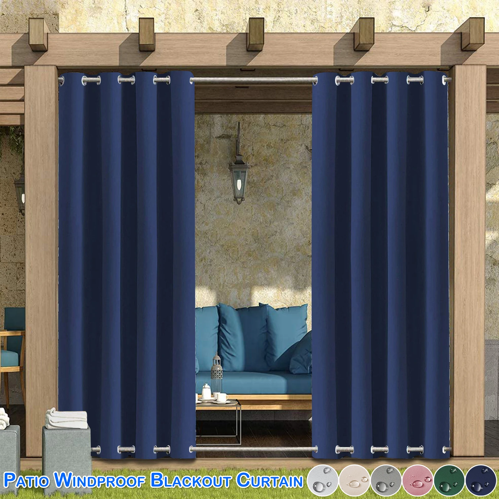 Outdoor Patio Curtain Thermal Insulated Top and Bottom Grommet Drapes Waterproof Windproof Garden Blackout Window Curtain Panels
Outdoor Patio Curtain Thermal Insulated Top and Bottom Grommet Drapes Waterproof Windproof Garden Blackout Window Curtain Panels