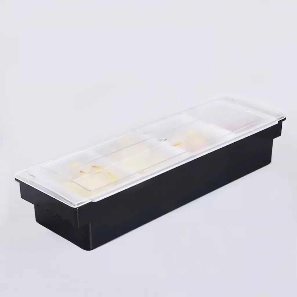 

Condiment & Spice Box Serving Set 4 Section Seasoning Storage Container Rack Combo, Kitchen Restaurant Cafe Use