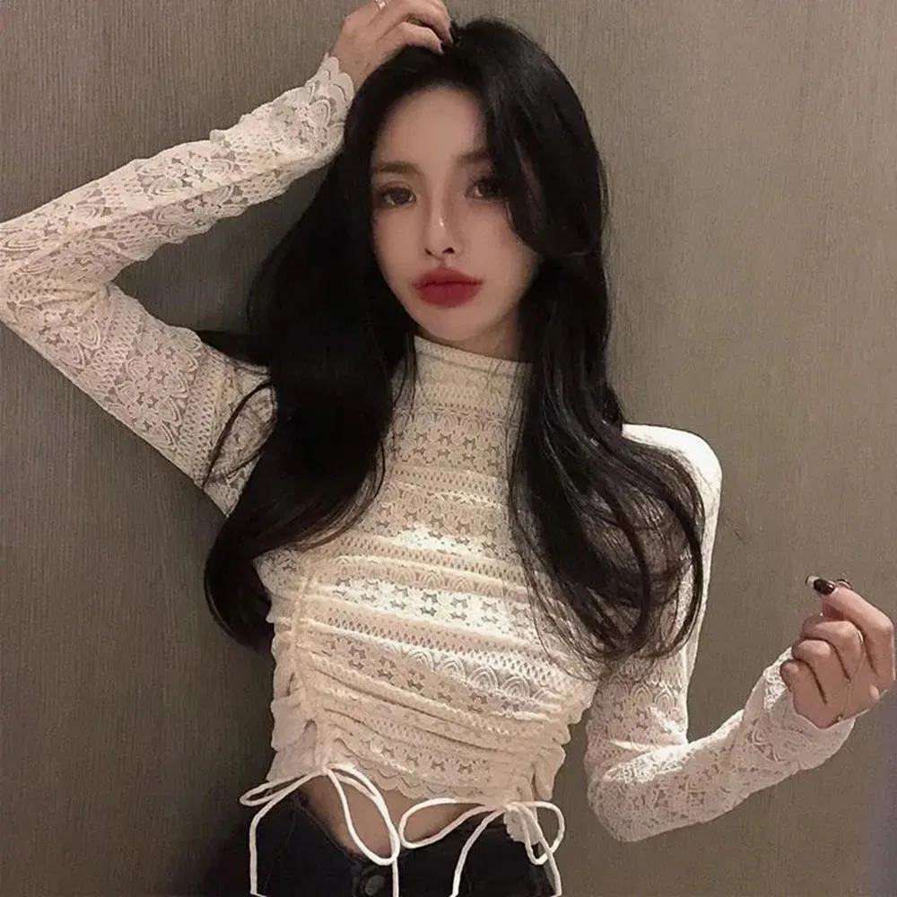 Turtleneck Lace Fold Blouses Femme Solid Color Tops Sexy Short Ropa Mujer Korean Fashion Autumn Spring Slim Tees Blusas Feminina
Turtleneck Lace Fold Blouses Femme Solid Color Tops Sexy Short Ropa Mujer Korean Fashion Autumn Spring Slim Tees Blusas Feminina