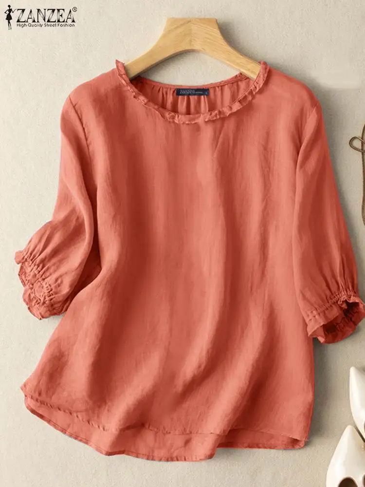 ZANZEA Vintage Cotton Blouse Women Casual O Neck Short Sleeve Work Shirts Solid Color Tunic Tops Female Blusas Autumn Pulover
ZANZEA Vintage Cotton Blouse Women Casual O Neck Short Sleeve Work Shirts Solid Color Tunic Tops Female Blusas Autumn Pulover