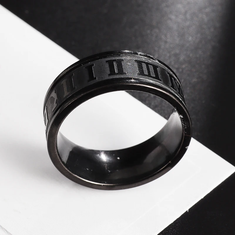 Classic Stainless Steel Black Roman Numeral Ring for Men and Women Daily Simple Anniversary Ring Jewelry Gift 
Classic Stainless Steel Black Roman Numeral Ring for Men and Women Daily Simple Anniversary Ring Jewelry Gift