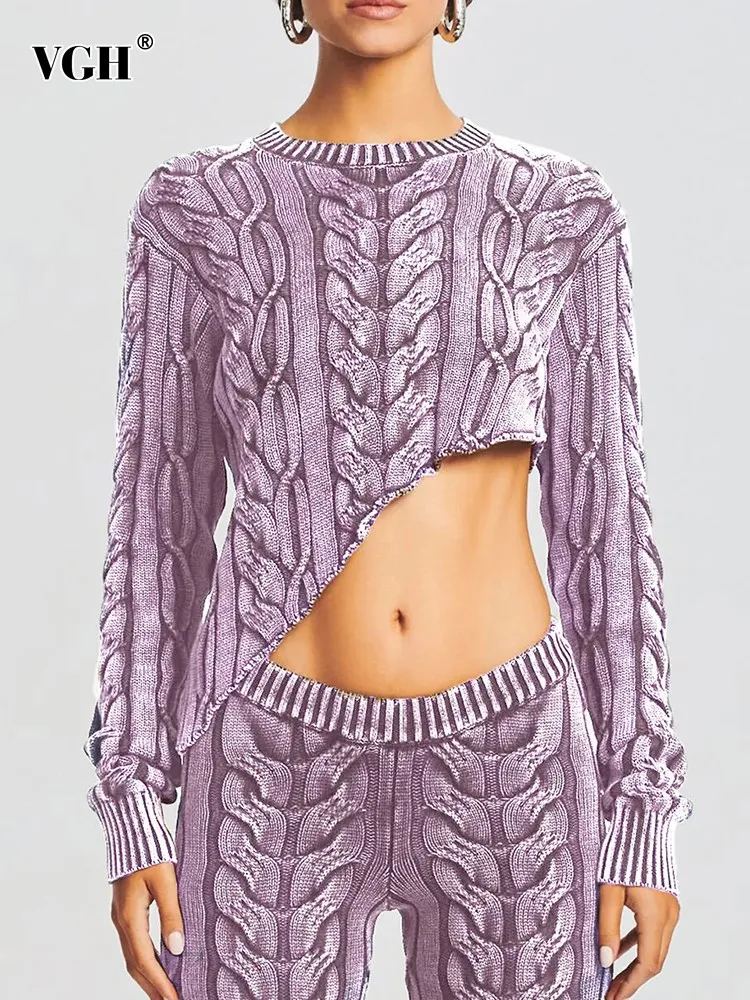 VGH Irregular Knitting Solid Casual Sweaters For Women Round Neck Long Sleeve Asymmetrical Loose Pullover Sweater Female Style
VGH Irregular Knitting Solid Casual Sweaters For Women Round Neck Long Sleeve Asymmetrical Loose Pullover Sweater Female Style